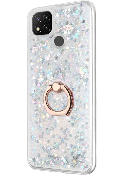 Xiaomi Redmi 9c Kılıf Glitter Liquid Holder Gümüş