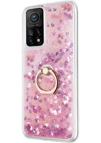 Xiaomi Mi 10T Kılıf Glitter Liquid Holder Pembe
