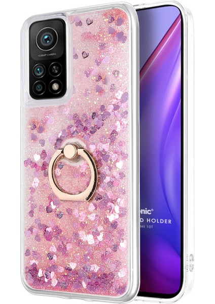 Xiaomi Mi 10T Pro Kılıf Glitter Liquid Holder Pembe