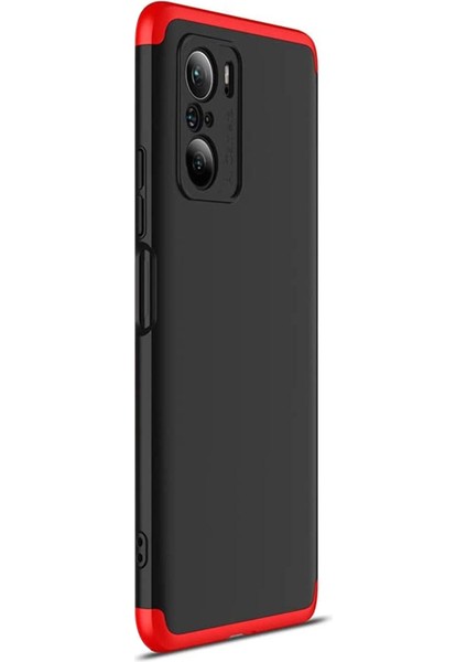 Xiaomi Redmi K40 Kılıf Double Dip 360 Protective Siyah Kırmızı