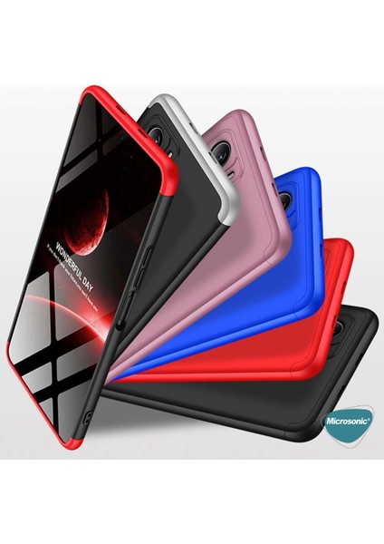 Xiaomi Redmi K40 Kılıf Double Dip 360 Protective Siyah Kırmızı