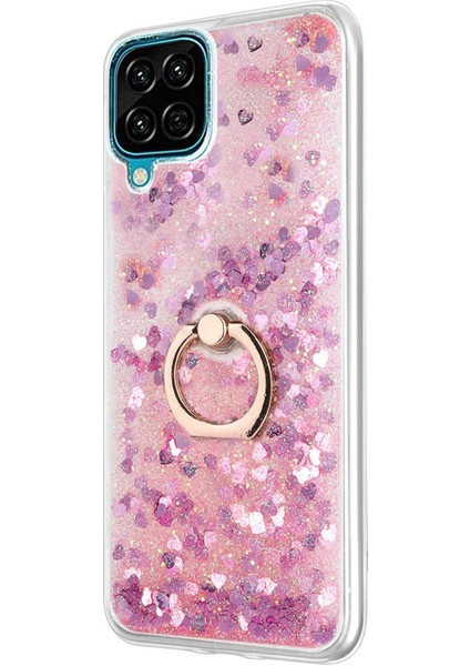 Samsung Galaxy A12 Kılıf Glitter Liquid Holder Pembe