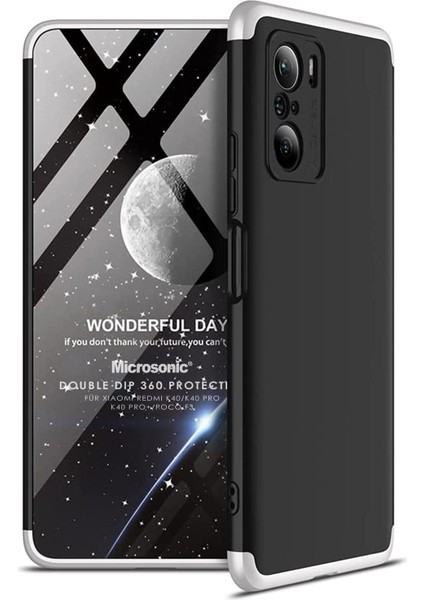 Xiaomi Redmi K40 Pro Kılıf Double Dip 360 Protective Siyah Gri