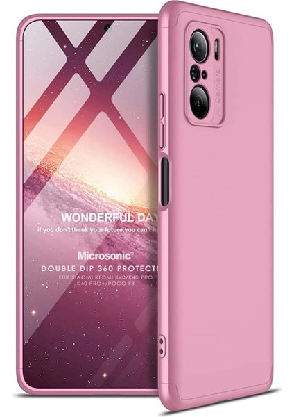 Xiaomi Poco F3 Kılıf Double Dip 360 Protective Rose Gold