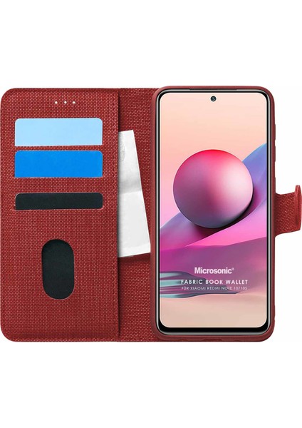 Xiaomi Redmi Note 10S Kılıf Fabric Book Wallet Kırmızı fiyatları