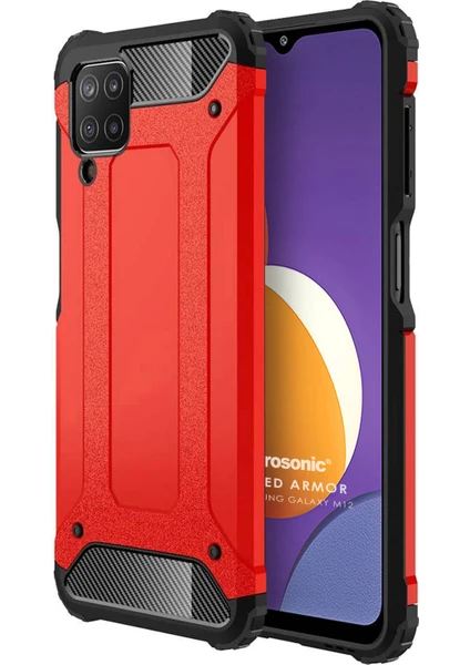 Samsung Galaxy M12 Kılıf Rugged Armor Kırmızı