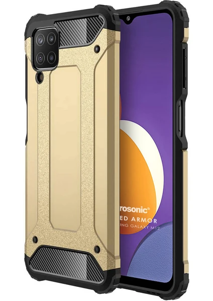 Samsung Galaxy M12 Kılıf Rugged Armor Gold