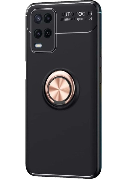 Oppo A54 4g Kılıf Kickstand Ring Holder Siyah Rose