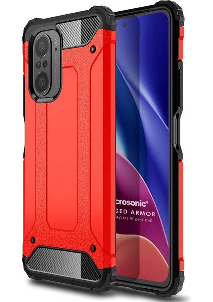 Xiaomi Redmi K40 Pro Kılıf Rugged Armor Kırmızı