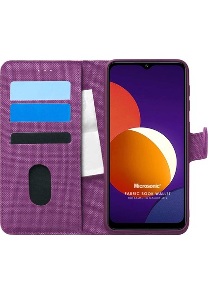 Samsung Galaxy M12 Kılıf Fabric Book Wallet Mor