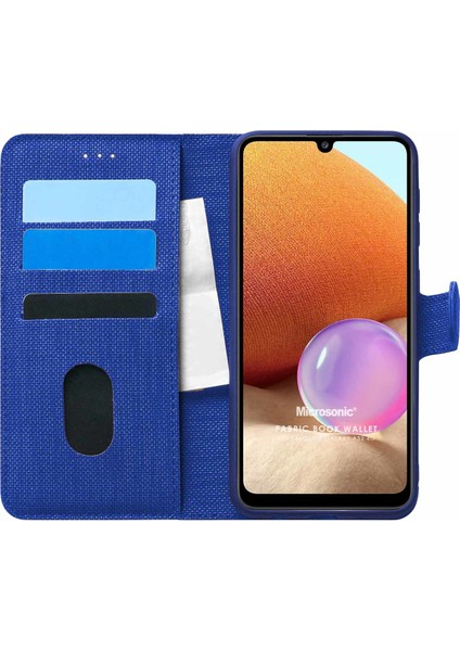 Samsung Galaxy A32 4g Kılıf Fabric Book Wallet Lacivert