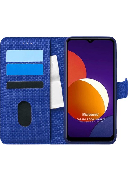 Samsung Galaxy M12 Kılıf Fabric Book Wallet Lacivert