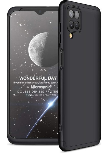 Samsung Galaxy M12 Kılıf Double Dip 360 Protective Siyah
