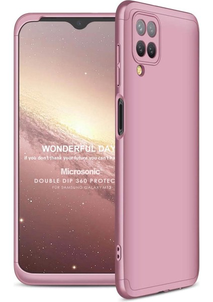 Samsung Galaxy M12 Kılıf Double Dip 360 Protective Rose Gold