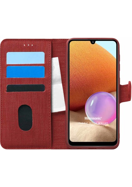 Samsung Galaxy A32 4g Kılıf Fabric Book Wallet Kırmızı