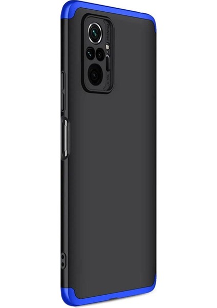 Xiaomi Redmi Note 10 Pro Kılıf Double Dip 360 Protective Siyah Mavi