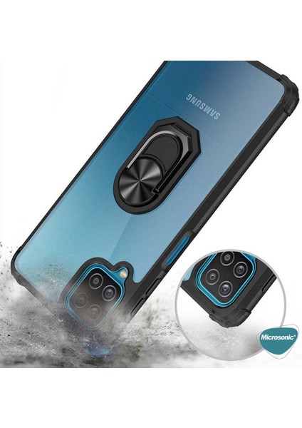 Samsung Galaxy M12 Kılıf Grande Clear Ring Holder Kırmızı