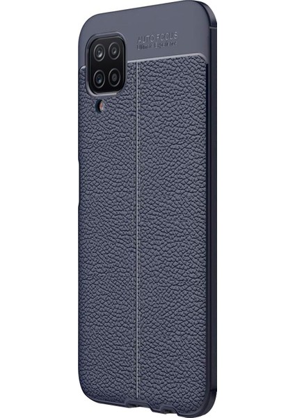 Samsung Galaxy M12 Kılıf Deri Dokulu Silikon Lacivert