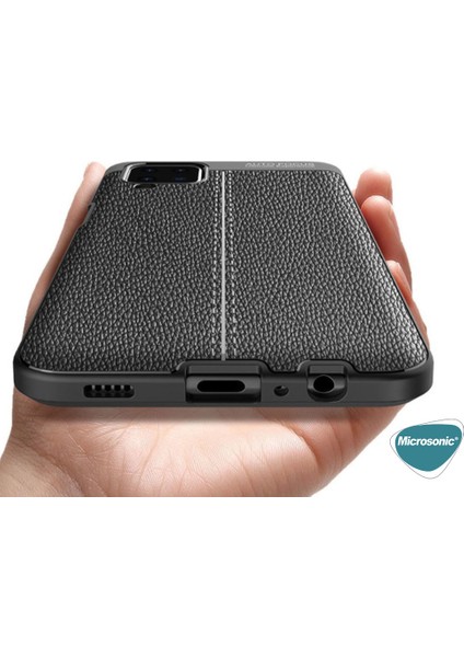 Samsung Galaxy M12 Kılıf Deri Dokulu Silikon Lacivert