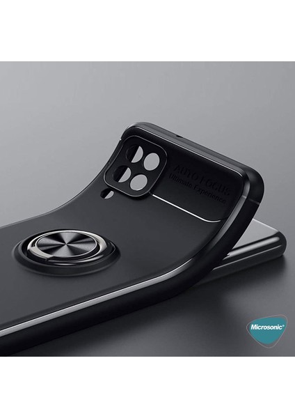 Samsung Galaxy M12 Kılıf Kickstand Ring Holder Siyah