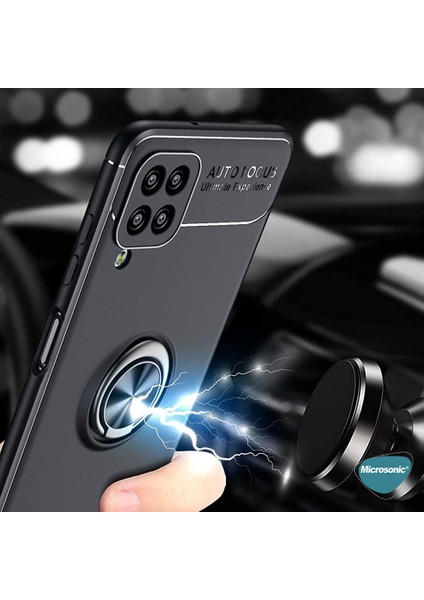Samsung Galaxy M12 Kılıf Kickstand Ring Holder Siyah