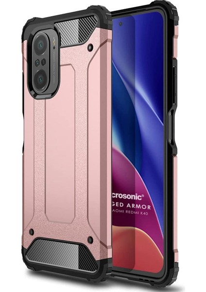 Xiaomi Redmi K40 Pro Kılıf Rugged Armor Rose Gold