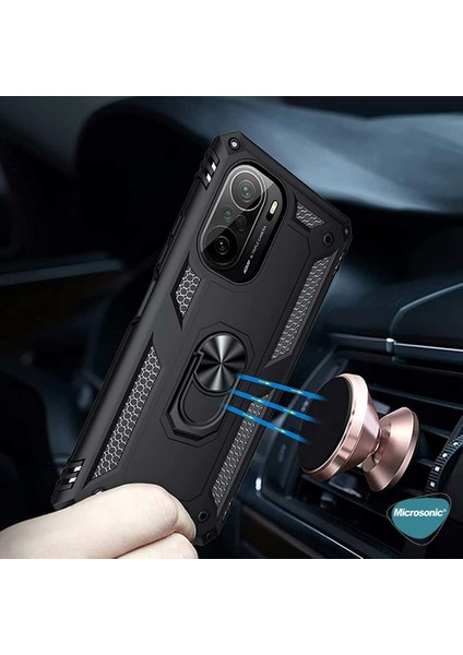 Xiaomi Redmi K40 Kılıf Military Ring Holder Kırmızı fırsatları
