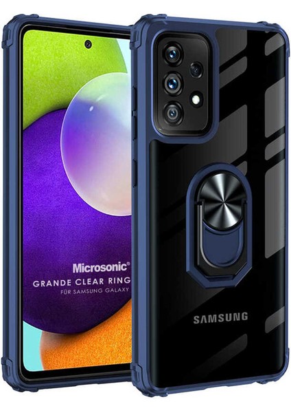 Samsung Galaxy A72 Kılıf Grande Clear Ring Holder Lacivert
