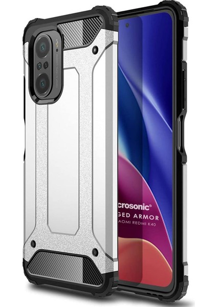 Xiaomi Redmi K40 Pro+ Kılıf Rugged Armor Gümüş