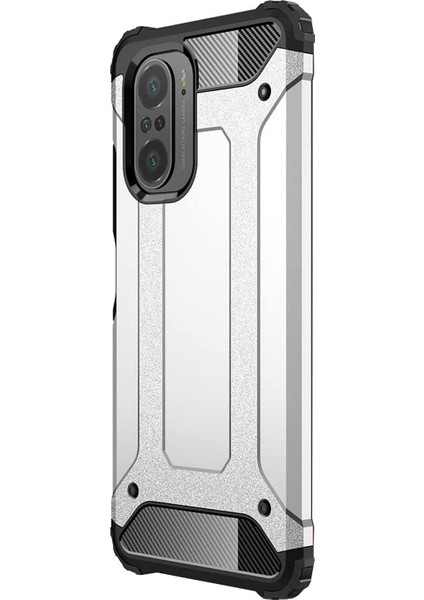 Xiaomi Poco F3 Kılıf Rugged Armor Gümüş