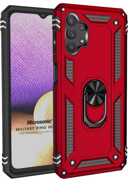 Samsung Galaxy A32 4g Kılıf Military Ring Holder Kırmızı
