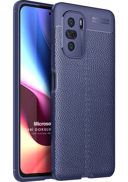 Xiaomi Redmi K40 Pro Kılıf Deri Dokulu Silikon Lacivert