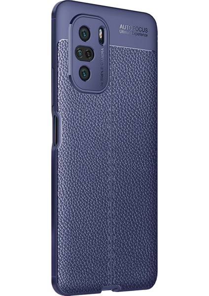 Xiaomi Redmi K40 Pro Kılıf Deri Dokulu Silikon Lacivert