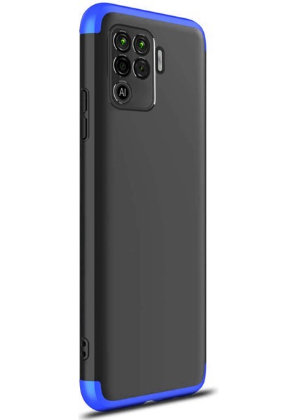 Oppo Reno 5 Lite Kılıf Double Dip 360 Protective Siyah Mavi