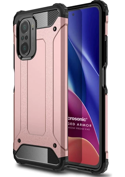 Xiaomi Redmi K40 Kılıf Rugged Armor Rose Gold