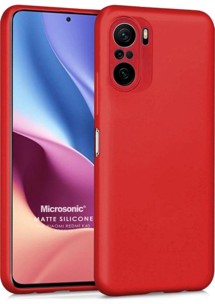 Matte Silicone Xiaomi Redmi K40 Pro Kılıf Kırmızı