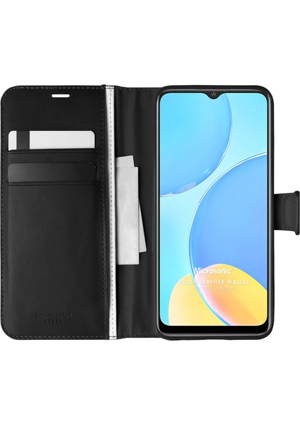 Oppo A15 Kılıf Delux Leather Wallet Siyah