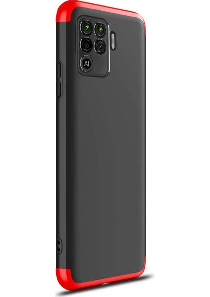 Oppo Reno 5 Lite Kılıf Double Dip 360 Protective Siyah Kırmızı