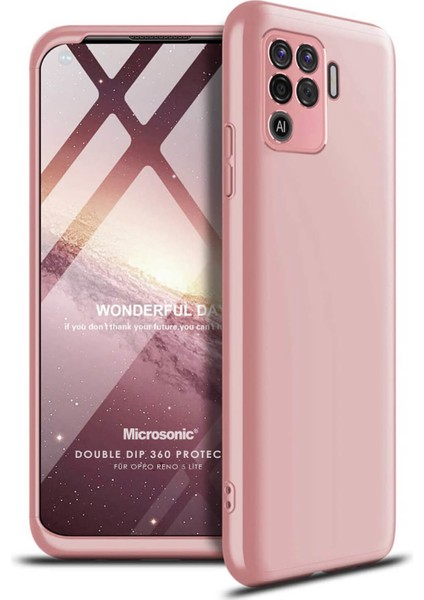 Oppo Reno 5 Lite Kılıf Double Dip 360 Protective Rose Gold