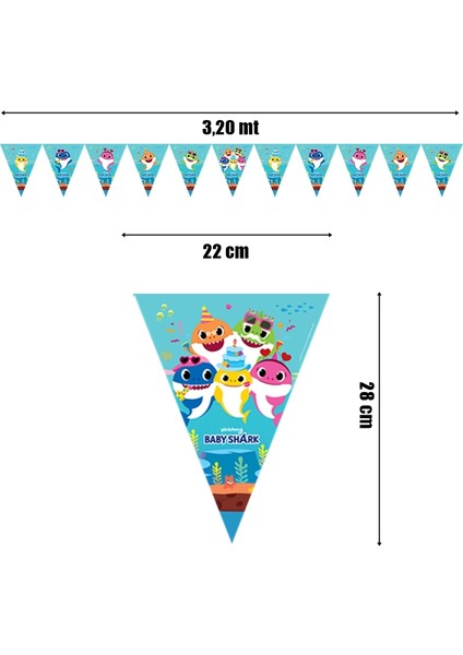 Baby Shark Üçgen Bayrak Flama - 3,20 mt. fiyatları
