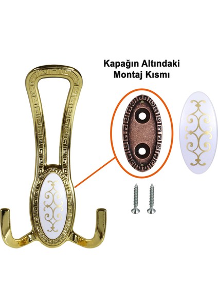 Nobel Portmanto Vestiyer Duvar Askısı Dolap Elbise Askılığı Gold (4 Adet)