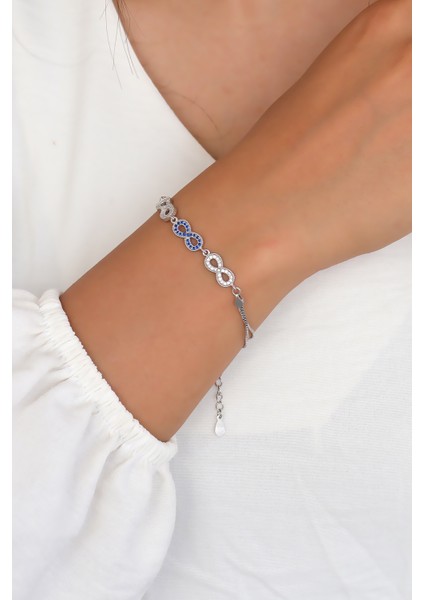 Sonsuzluk Tasarım Zirkon Kadın Gümüş Bileklik