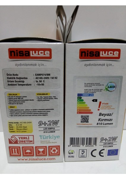 Luce 9W Beyaz +2W Yeşil LED Ampul