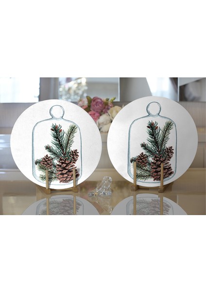 Real Homes 2'li Özel Tasarım Christmas Temalı Dijital Baskılı Dekoratif Yuvarlak Servis Altlığı – Supla fiyatları