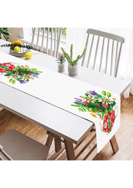 Real Homes Şirin Çaydanlık Vazo Tasarımlı Dijital Baskılı Modern Süet Runner fiyatları