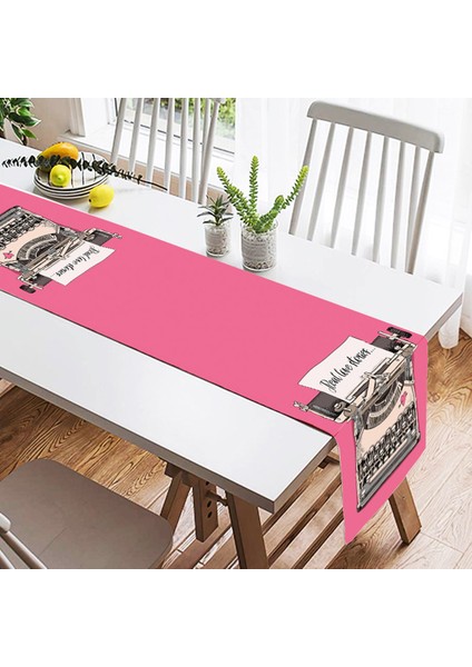 Real Homes Pembe Zemin Daktilo Tasarımlı Dijital Baskılı Modern Süet Runner fiyatları