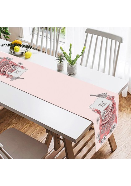 Real Homes Antika Daktilo Motifli Dijital Baskılı Dekoratif Süet Runner fiyatları