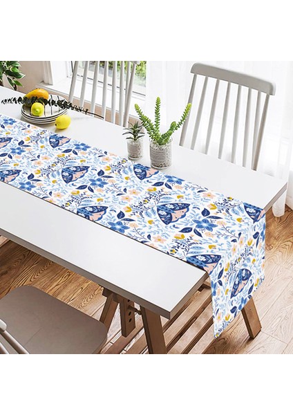 Real Homes Çiçekli Özel Tasarım Dijital Baskılı Dekoratif Süet Runner fiyatları