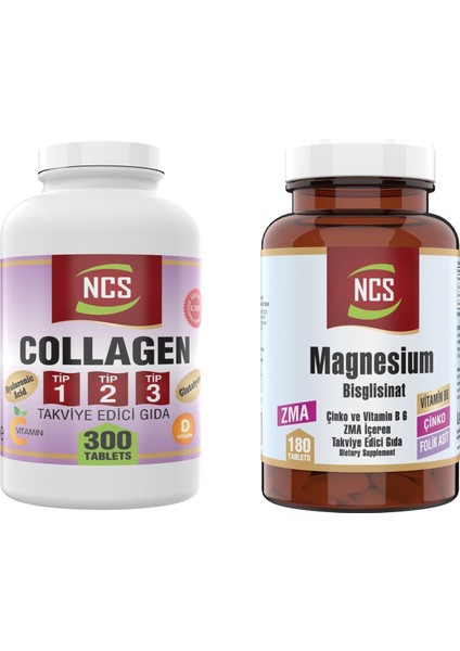 Collagen Type 1-2-3 & Zma Magnezyum Bisglisinat Magnesium 180 Tablet Çinko Vitamin B6 Folic Acid