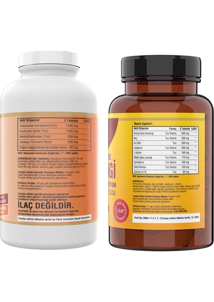 Glucosamine Chondroitin Msm Collagen Turmeric & Red Ginseng 120 Tablet Alıç Arı Sütü L Arginin Erkeklere Özel Formül